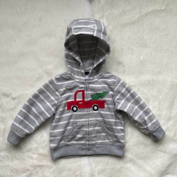 Carter's Striped Fleece Truck Hoodie size  9 Months - Picture 5 of 5